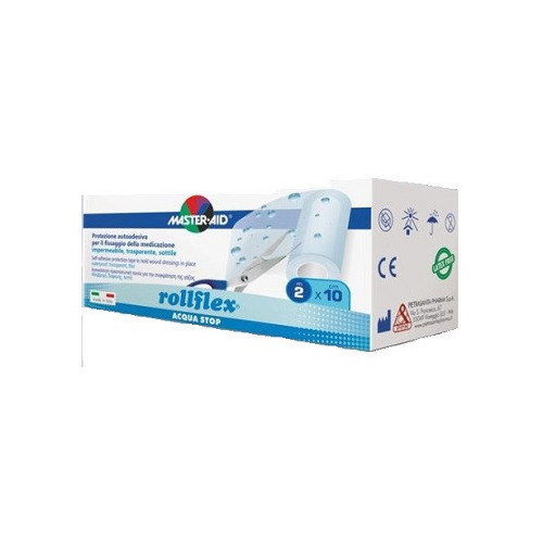 Cerotto impermeabile per fissaggio medicazioni master-aid rollflex a-stop m 10x10 cm