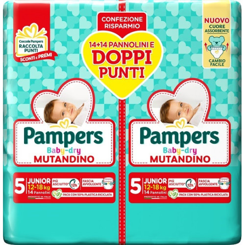 Pampers baby dry pannolino mutandina junior duo downcount 28pezzi
